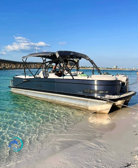 Pontoon-boat-beached-destin-florida