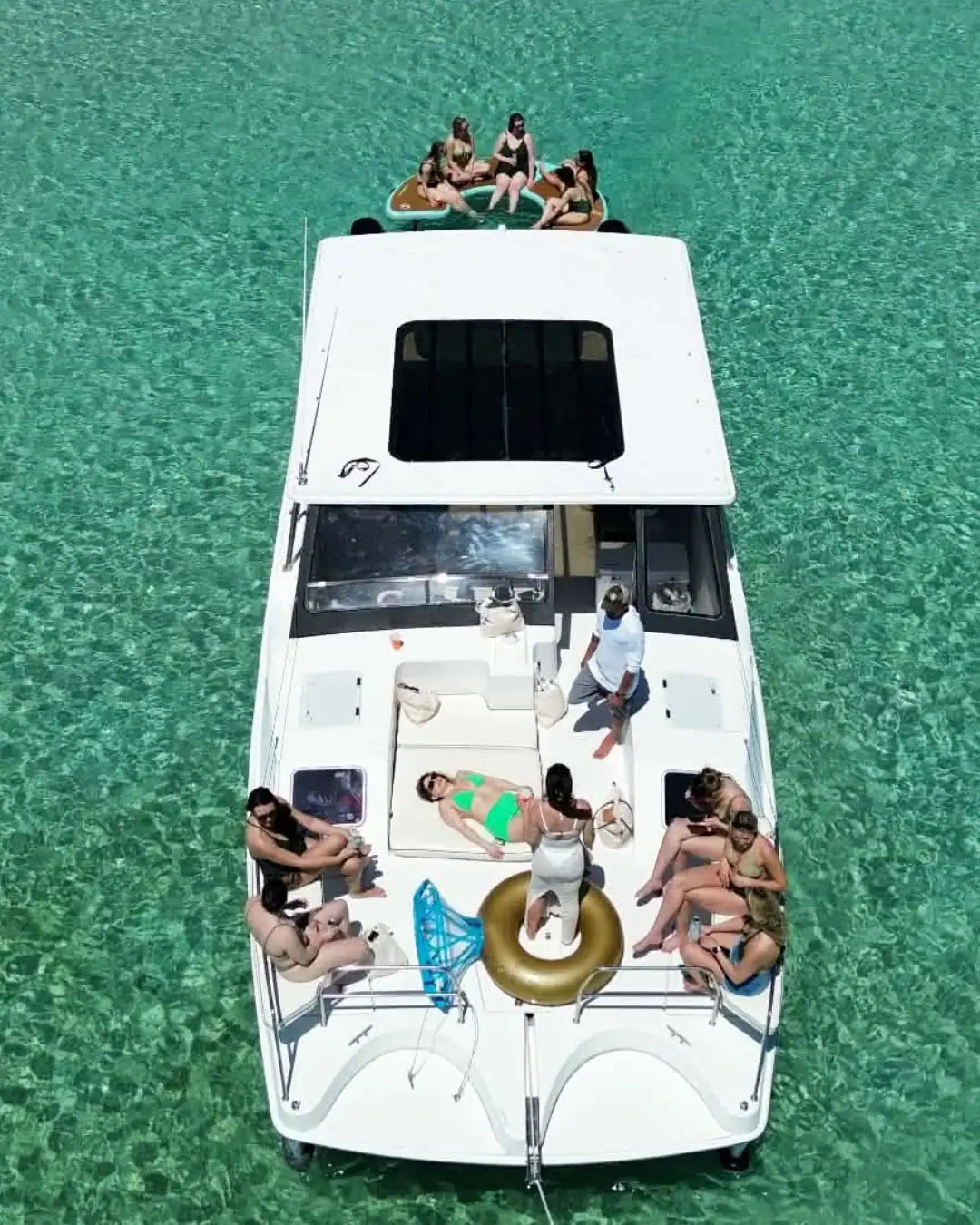 Aerial view of the Gemini Catamaran at Crab Island