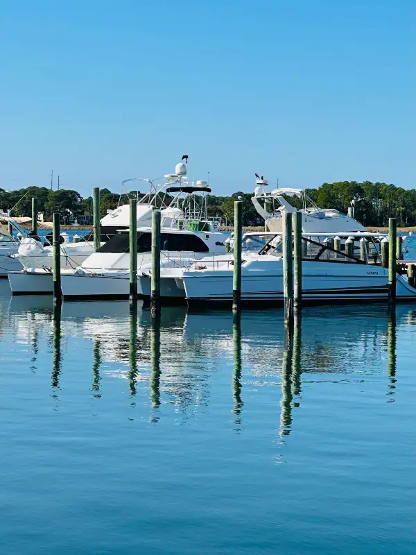 Two Catamaran's docked at Baytowne Marina