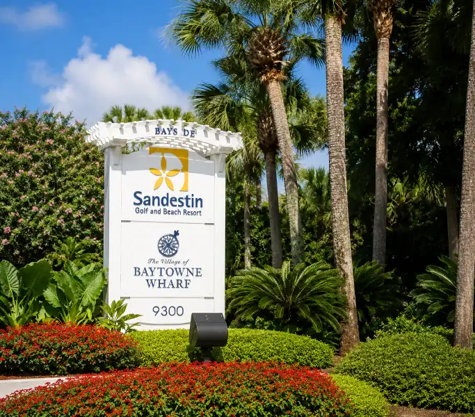 Sign for Sandestin Golf & Beach Resort located in Miramar Beach, Florida